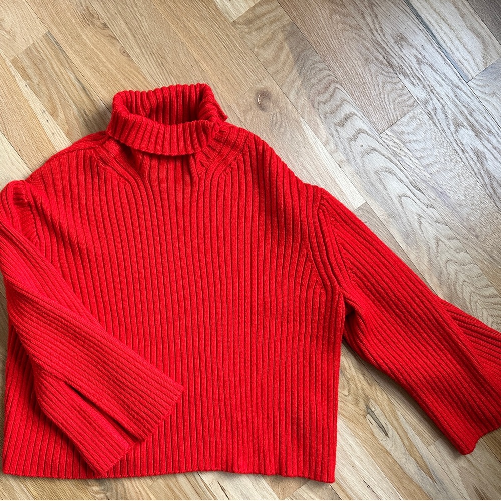 Cozy Red Ribbed Sweater - Picture 3 of 8